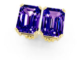 Yellow gold Emerald Cut Tanzanite Stud Earrings_19