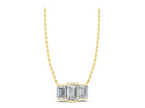 Yellow gold Emerald Cut Three-Stone Bar Pendant with Bar Prong Setting_12