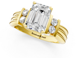 Yellow gold Emerald Cut Three-Stone Channel Set Ring with Bar Prongs_89