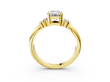 Yellow gold Emerald Cut Three-Stone Channel Set Ring with Bar Prongs_91