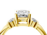 Yellow gold Emerald Cut Three-Stone Channel Set Ring with Bar Prongs_92