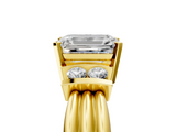 Yellow gold Emerald Cut Three-Stone Channel Set Ring with Bar Prongs_93