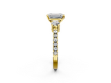 Yellow gold Emerald Cut Three-Stone Diamond Pavé Band with Prong Setting_25