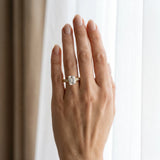 Yellow gold Emerald Cut Twisted Pavé Band Solitaire Ring with Four-Prong Setting_12