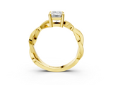 Yellow gold Emerald Cut Twisted Pavé Band Solitaire Ring with Four-Prong Setting_91