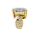 Yellow gold Emerald Cut Twisted Pavé Band Solitaire Ring with Four-Prong Setting_93