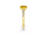 Yellow gold Emerald Cut Yellow Sapphire Cluster Side Stone Solitaire Ring with Prong Setting_50