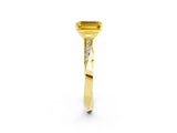 Yellow gold Emerald Cut Yellow Sapphire Engagement Ring with Side Stone Accents and Four-Prong Setting_53
