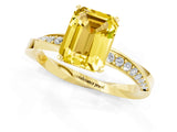 Yellow gold Emerald Cut Yellow Sapphire Engagement Ring with Side Stone Accents and Four-Prong Setting_61