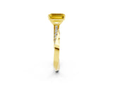 Yellow gold Emerald Cut Yellow Sapphire Engagement Ring with Side Stone Accents and Four-Prong Setting_62