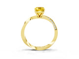 Yellow gold Emerald Cut Yellow Sapphire Engagement Ring with Side Stone Accents and Four-Prong Setting_63