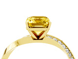 Yellow gold Emerald Cut Yellow Sapphire Engagement Ring with Side Stone Accents and Four-Prong Setting_64