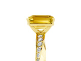 Yellow gold Emerald Cut Yellow Sapphire Engagement Ring with Side Stone Accents and Four-Prong Setting_65