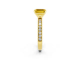 Yellow gold Emerald Cut Yellow Sapphire Milgrain Pavé Engagement Ring with Four-Prong Setting_38