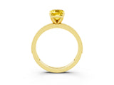 Yellow gold Emerald Cut Yellow Sapphire Milgrain Pavé Engagement Ring with Four-Prong Setting_39