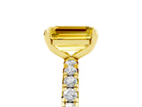 Yellow gold Emerald Cut Yellow Sapphire Pavé Solitaire Ring with Round Band and Prong Setting_17