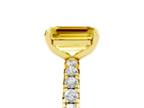 Yellow gold Emerald Cut Yellow Sapphire Pavé Solitaire Ring with Round Band and Prong Setting_29