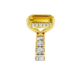 Yellow gold Emerald Cut Yellow Sapphire Pave Band Solitaire Ring with Four-Prong Setting_65