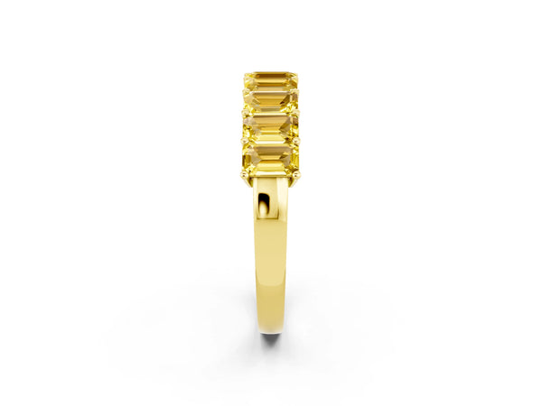 Yellow gold Emerald Cut Yellow Sapphire Prong-Set Eternity Band