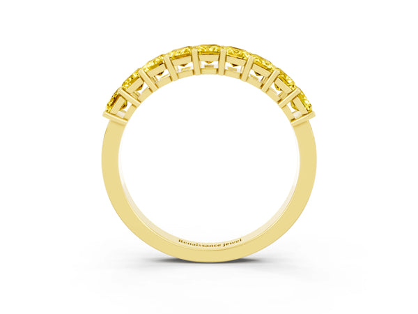 Yellow gold Emerald Cut Yellow Sapphire Prong-Set Eternity Band