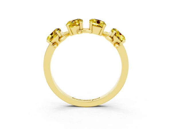 Yellow gold Emerald Cut Yellow Sapphire Prong-Set Half Eternity Band