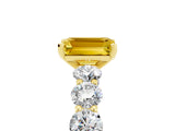Yellow gold Emerald Cut Yellow Sapphire Prong Setting with Side Stones on a Pave Band_29