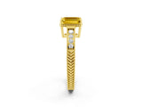 Yellow gold Emerald Cut Yellow Sapphire Ring with Milgrain Pavé Band and Four-Prong Setting_38