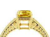 Yellow gold Emerald Cut Yellow Sapphire Ring with Milgrain Pavé Band and Four-Prong Setting_40