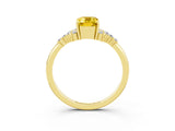 Yellow gold Emerald Cut Yellow Sapphire Ring with Side Stones and Four-Prong Setting_63