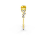 Yellow gold Emerald Cut Yellow Sapphire Scattered Round Accent Ring with Prong Setting_14