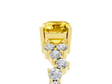 Yellow gold Emerald Cut Yellow Sapphire Scattered Round Accent Ring with Prong Setting_17