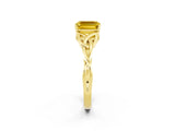 Yellow gold Emerald Cut Yellow Sapphire Solitaire Celtic Knot Ring with Four-Prong Setting_26