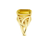 Yellow gold Emerald Cut Yellow Sapphire Solitaire Celtic Knot Ring with Four-Prong Setting_29