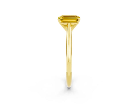 Yellow gold Emerald Cut Yellow Sapphire Solitaire Engagement Ring with Cathedral Setting and Four-Prong Mount_14
