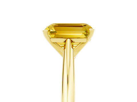Yellow gold Emerald Cut Yellow Sapphire Solitaire Engagement Ring with Cathedral Setting and Four-Prong Mount_17