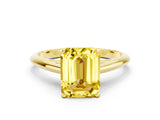 Yellow gold Emerald Cut Yellow Sapphire Solitaire Engagement Ring with Cathedral Setting and Four-Prong Mount_24