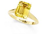 Yellow gold Emerald Cut Yellow Sapphire Solitaire Engagement Ring with Cathedral Setting and Four-Prong Mount_25