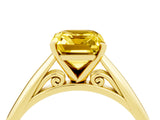 Yellow gold Emerald Cut Yellow Sapphire Solitaire Engagement Ring with Cathedral Setting and Four-Prong Mount_28
