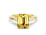Yellow gold Emerald Cut Yellow Sapphire Solitaire Engagement Ring with Cathedral Setting and Four-Prong Mount_66