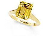 Yellow gold Emerald Cut Yellow Sapphire Solitaire Engagement Ring with Cathedral Setting and Four-Prong Mount_67
