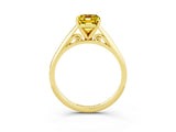 Yellow gold Emerald Cut Yellow Sapphire Solitaire Engagement Ring with Cathedral Setting and Four-Prong Mount_69