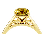Yellow gold Emerald Cut Yellow Sapphire Solitaire Engagement Ring with Cathedral Setting and Four-Prong Mount_70