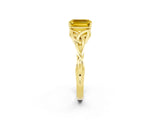 Yellow gold Emerald Cut Yellow Sapphire Solitaire Engagement Ring with Celtic Knot Band and Four-Prong Setting_26