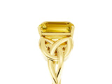 Yellow gold Emerald Cut Yellow Sapphire Solitaire Engagement Ring with Celtic Knot Band and Four-Prong Setting_29