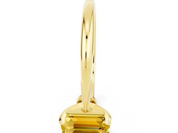 Yellow gold Emerald Cut Yellow Sapphire Solitaire Engagement Ring with Classic Band and Four-Prong Setting