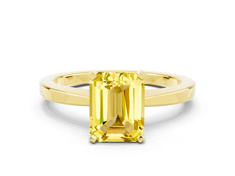 Yellow gold Emerald Cut Yellow Sapphire Solitaire Engagement Ring with Classic Band and Four-Prong Setting_60