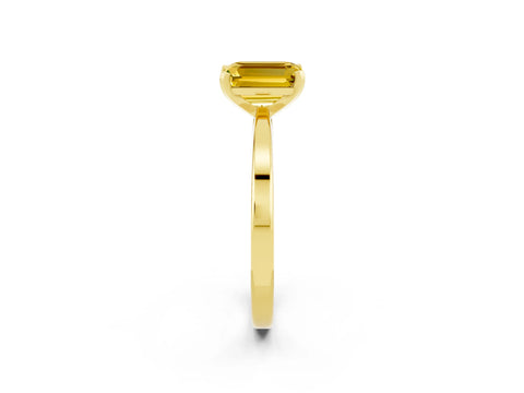 Yellow gold Emerald Cut Yellow Sapphire Solitaire Engagement Ring with Classic Band and Four-Prong Setting_62