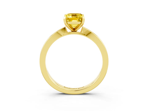 Yellow gold Emerald Cut Yellow Sapphire Solitaire Engagement Ring with Classic Band and Four-Prong Setting_63