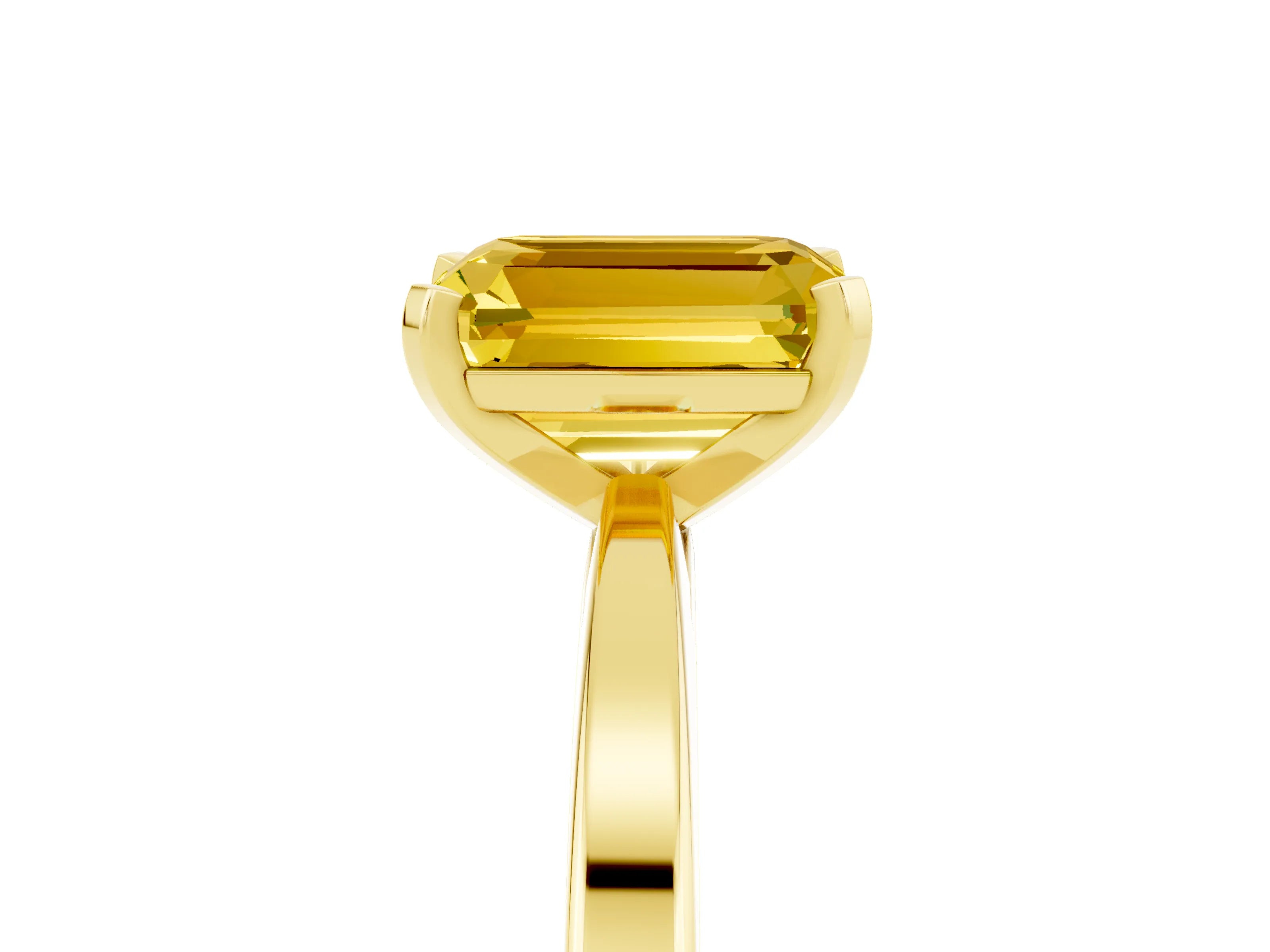 Yellow gold Emerald Cut Yellow Sapphire Solitaire Engagement Ring with Classic Band and Four-Prong Setting_65