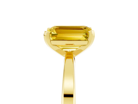 Yellow gold Emerald Cut Yellow Sapphire Solitaire Engagement Ring with Classic Band and Four-Prong Setting_65